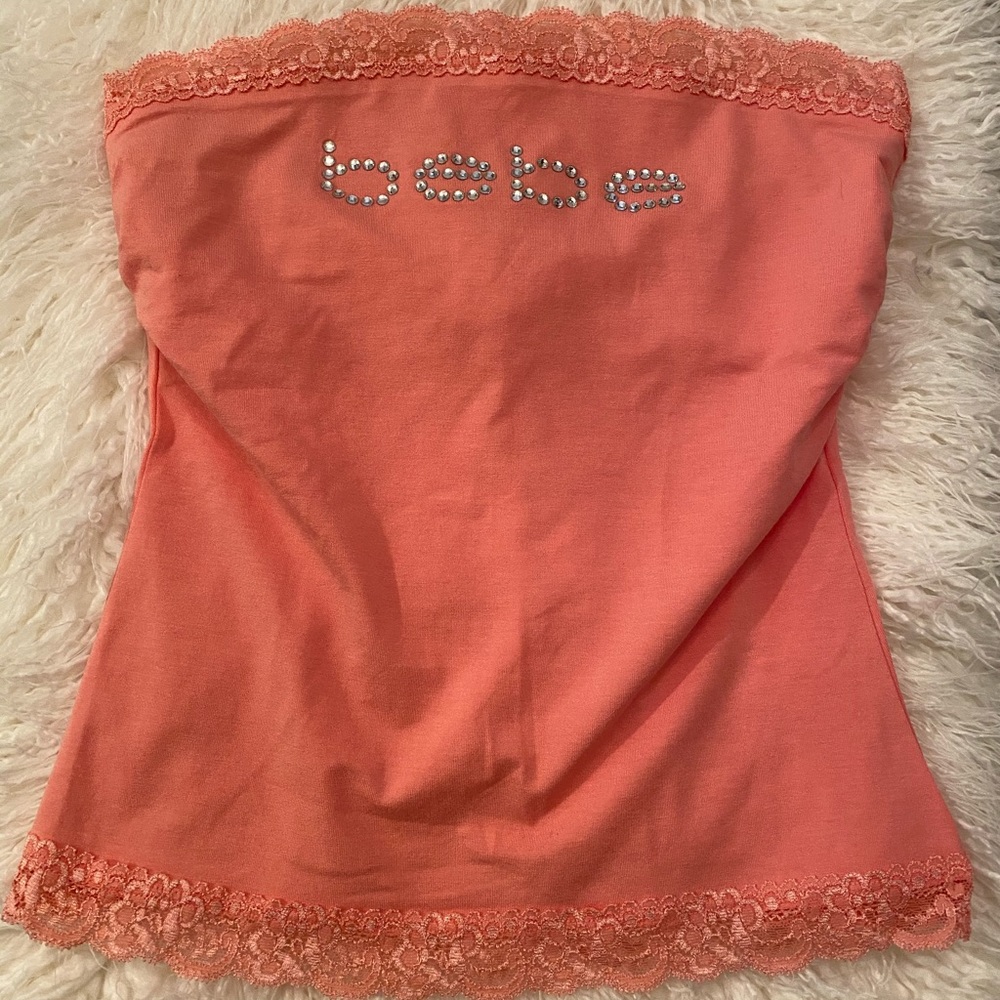 Bebe tube top with lace trim